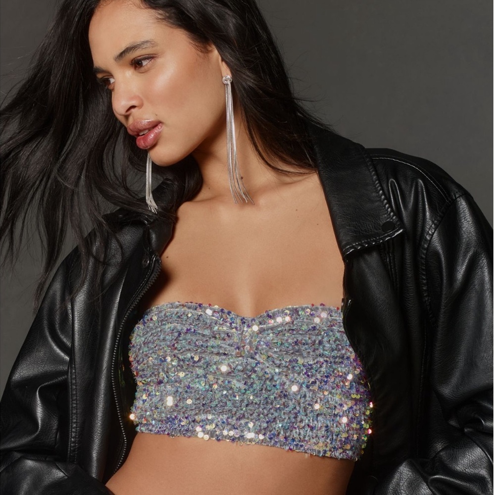 NWT Anthropologie Eve Sequin Bralette Bandeau Editions Size XL